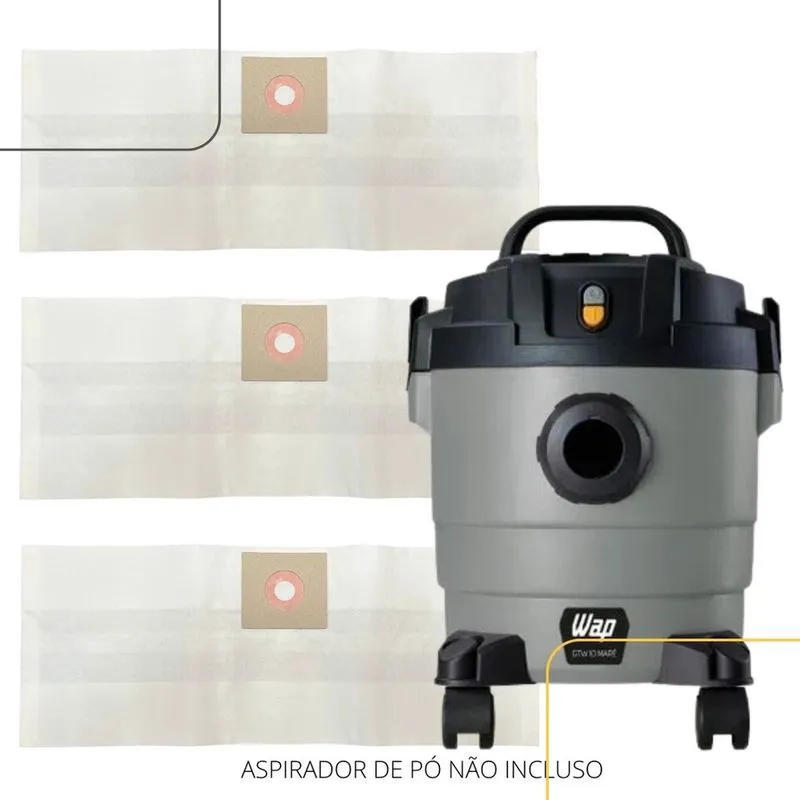 Saco Aspirador Pó Wap gtw 10 Maré Descartavel kit c/03 un