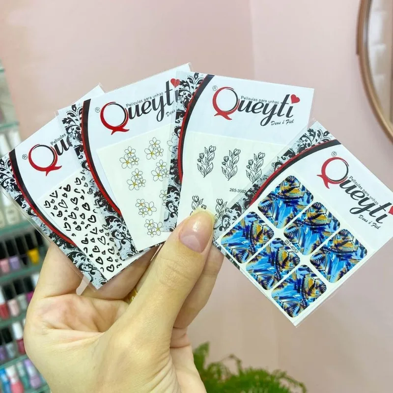 Películas De Unhas Florais Queyti - Kit 10 Cartelas