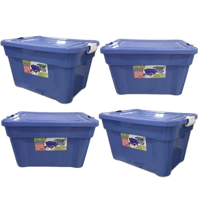 Kit 4 Caixas Organizadoras 55 Litros Multiuso Azul Agraplast