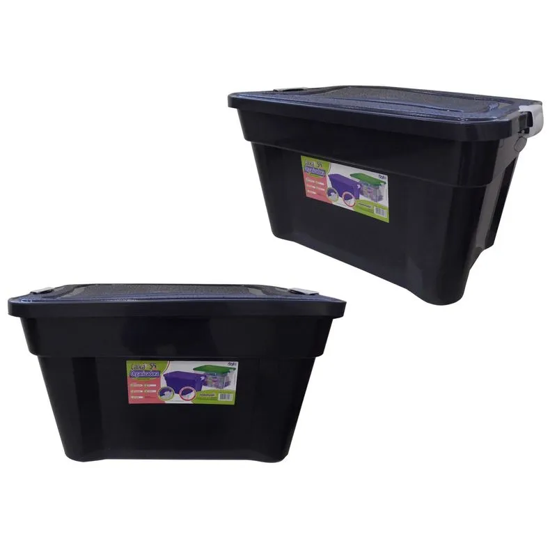 Kit 2 Caixas Organizadoras 55 Litros Preta 927 Agraplast