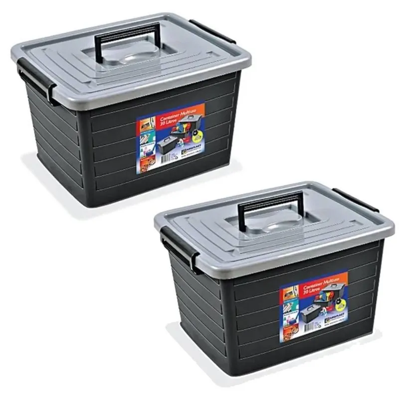 Kit 2 Caixas Organizadoras 35 Litros Preta 25166 Arqplast