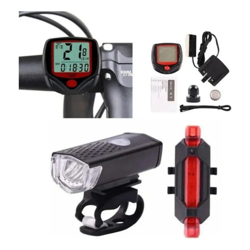 3x Kit Ciclismo Acessórios De Iluminação Dianteiro E Traseir