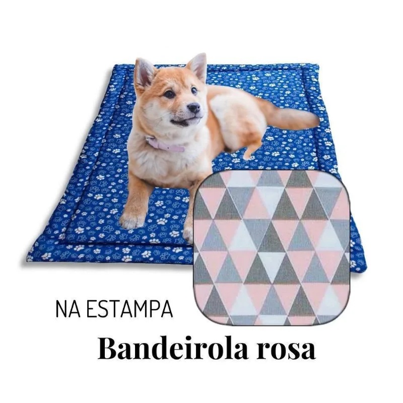 Colchonete Cama Pet Porte Médio 80x60 Impermeável - B. Rosa