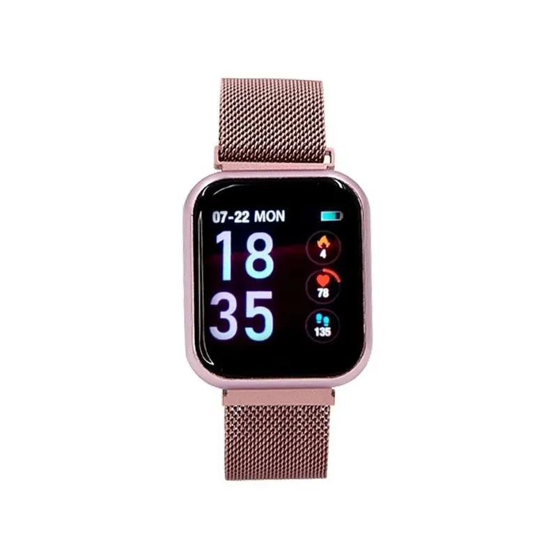 Relogio Inteligente Smartwatch P80 Com Pulseira Extra Rosa