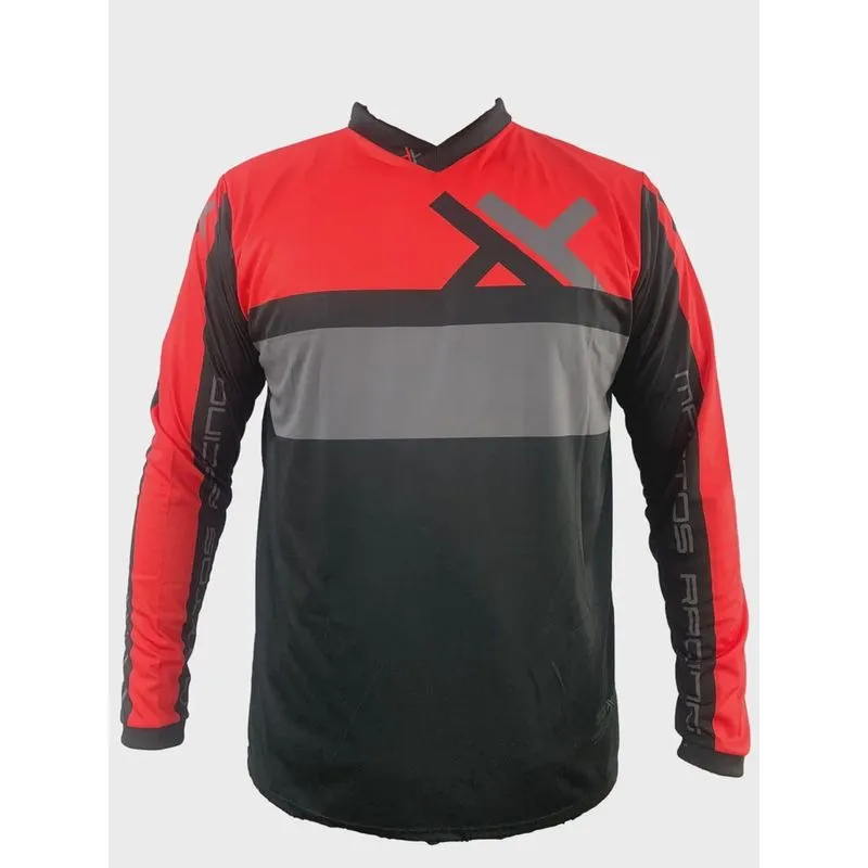 Camisa motocross mattos racing assimilate vermelho cinza M