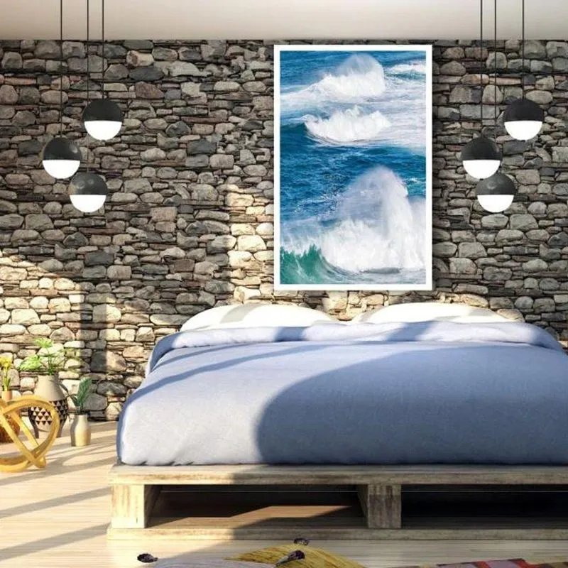 Quadro Ondas 90x45 Moldura Branco
