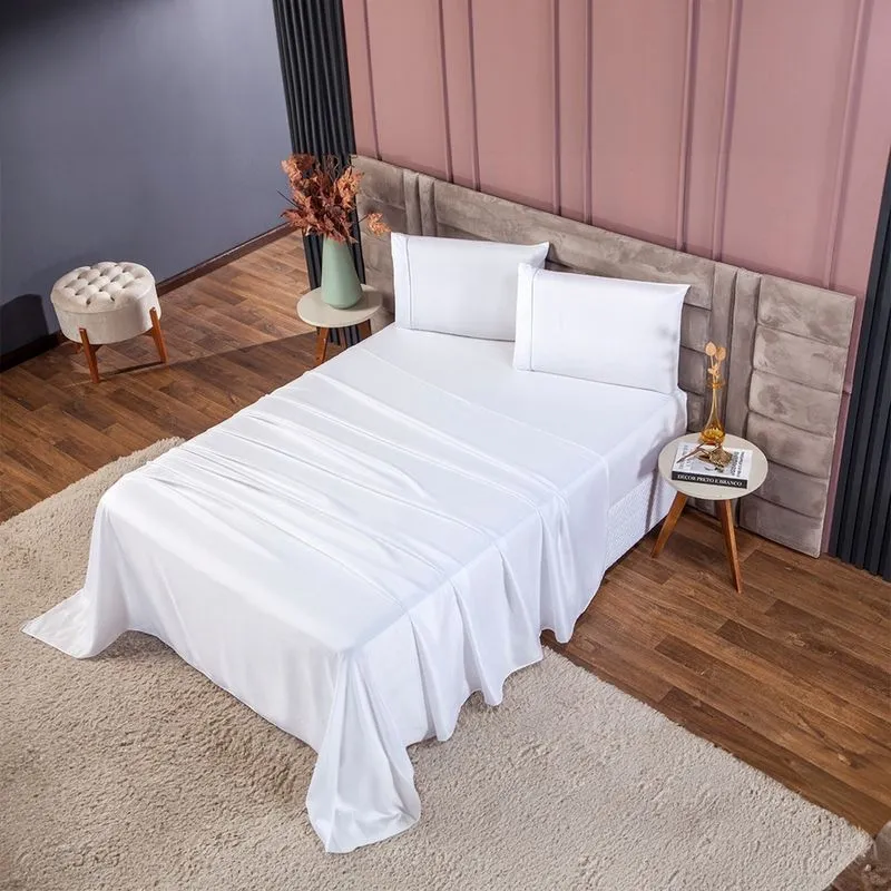 Kit Roupa de Cama 400 Fios Casal 4 Peças Toque de Cetim