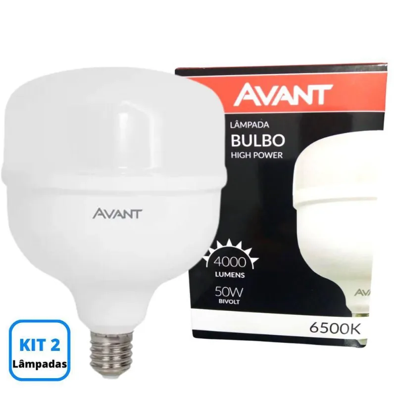 Kit 2 Lampada Bulbo 50W Led Alta Potência 4000Lm 6500K E27