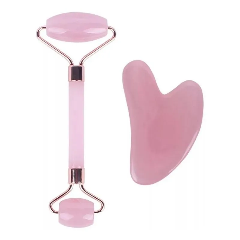 Rolo 3 Em 1 Massageador Facial Tipo Pedra De Jade + Gua Sha