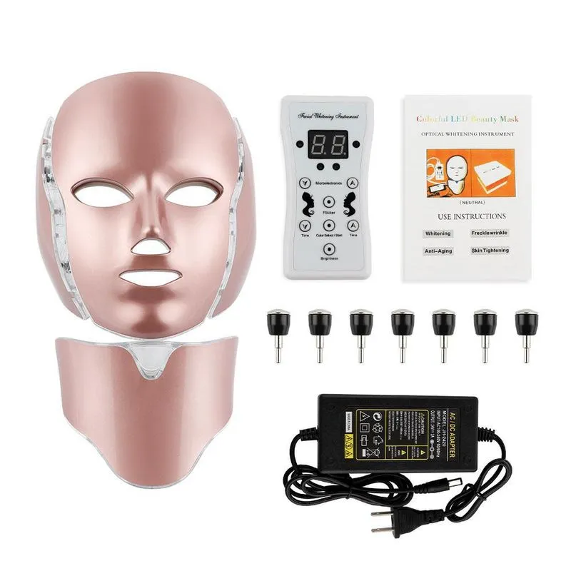 Estética Máscara Led 7 Cores Com 7 Eletrodos Ems Faciais