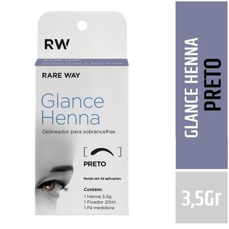 Kit Henna Para Sobrancelhas Glance Preto Rare Way