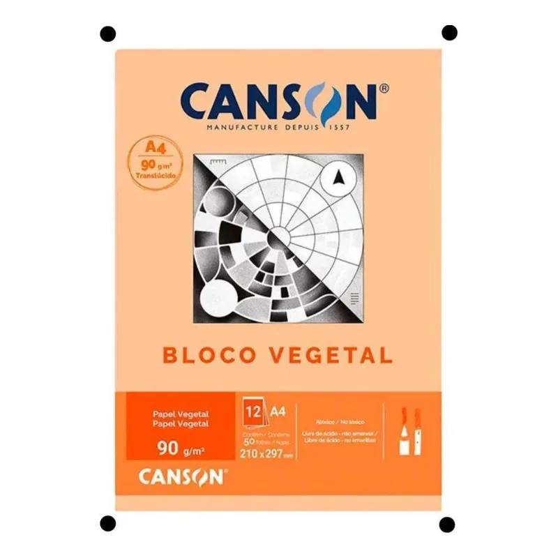 Bloco Papel Canson Vegetal Liso A4 - 90g - 50 Folhas