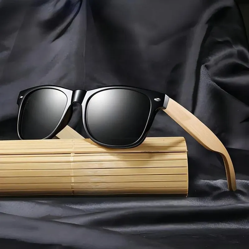 3x Óculos De Sol Bambu Quadrado Masculino Clássico Praia