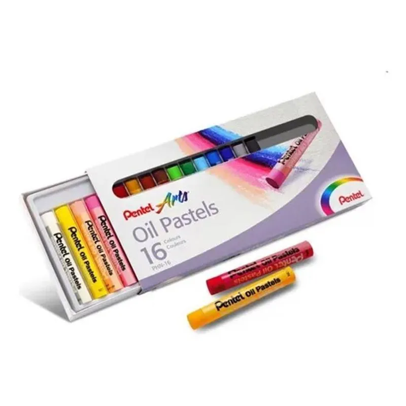 3x 16 Cores Redondas Pentel Arts Grey Chalks Oil Pastels