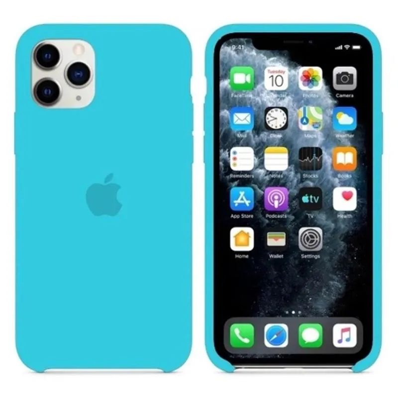 Capinha Iphone 11 Pro Max Silicone Aveludada Case Azul Claro