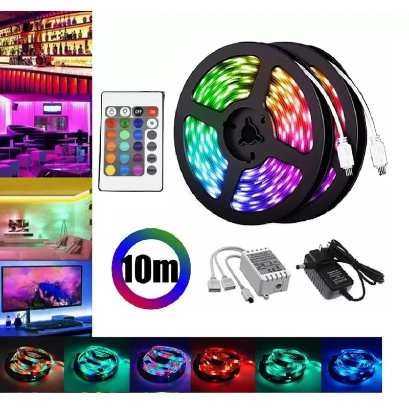 Fita De Led Rgb 5050 10 Metros Para Decorao Com Fonte