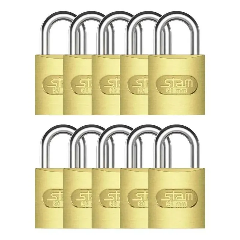 3x Cadeado Stam 20mm Com 10 Unidades Cor Dourado