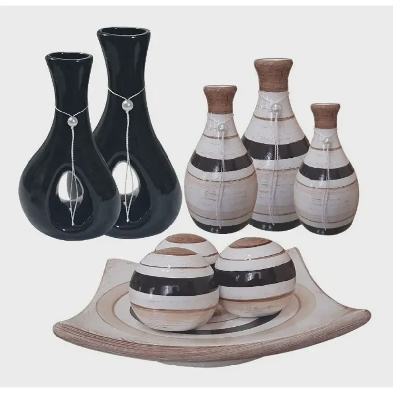 Centro de mesa vasos decorativos sala prateleira luxo