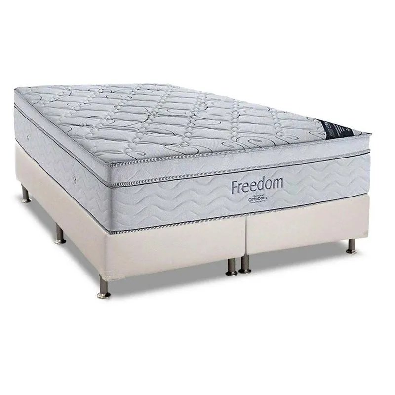 Cama Box King: Colchão Molas Ensacadas Ortobom SuperPocket Freedom + Base crc Courano White(193x203)