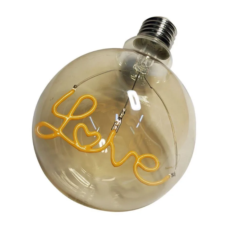 Lampada Led Mensagem Love 4W Branco Quente Casa Comercio