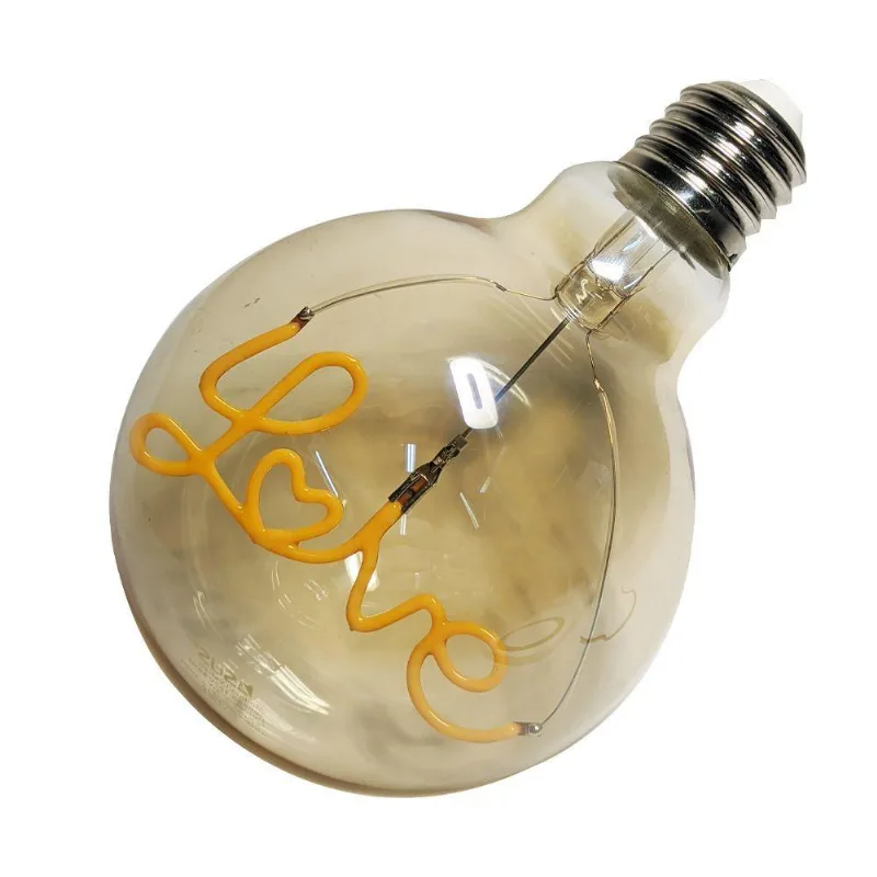 Lampada Led Mensagem Love Vintage 4w Branco Quente Casa