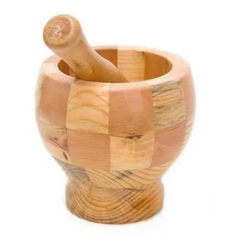Pilão Com Socador Em Bambu Para Alho 10,5cm - Ke Home