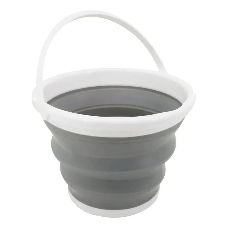3x Balde Retrátil Premium Flysea Cor Cinza E Branco 10l
