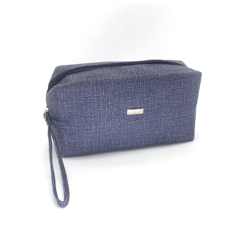 Necessaire Azul Jeans Retangular G com Alça