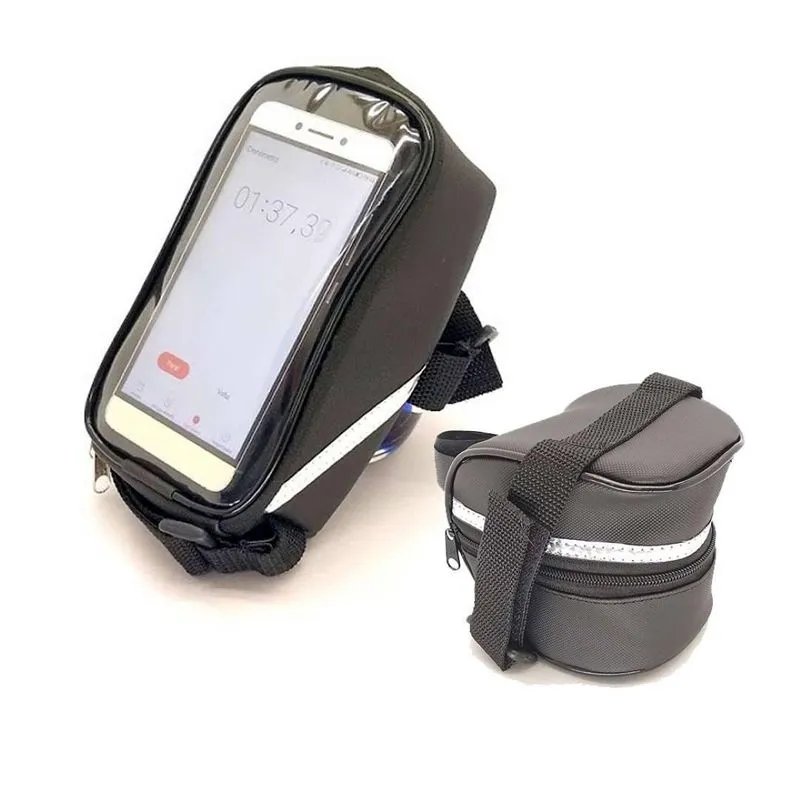 Kit Case Porta Celular Smartphone E Bolsa Selim Bicicleta