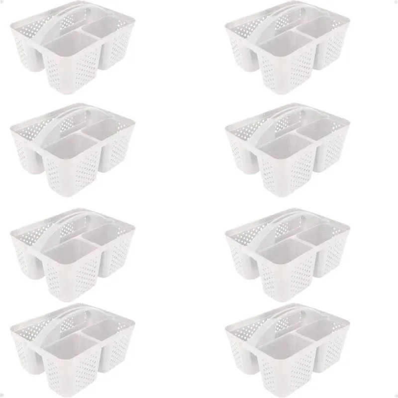 Kit 8 Cesto Cestinha Organizadora Multiuso Com Alça Branco