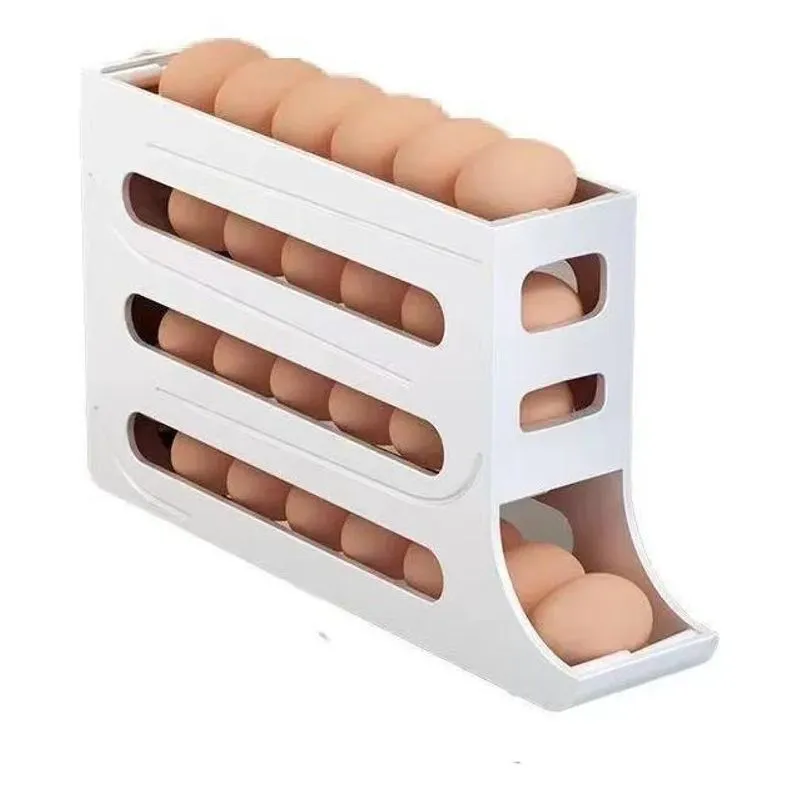 5x Porta Ovos Suporte Rolante Dispenser Rolante 4 Andares Co