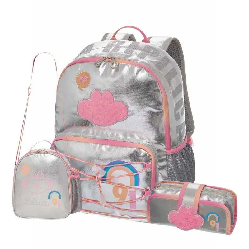 Mochila Costas Lilica Glimmer Lancheira Estojo Necessaire