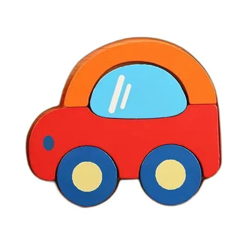 Quebra-cabeça Em Madeira Montessori Carrinho 5 Peças Carro