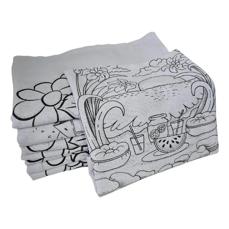 Kit Com 10 Pano De Prato Copa Branco Riscado Para Pintura