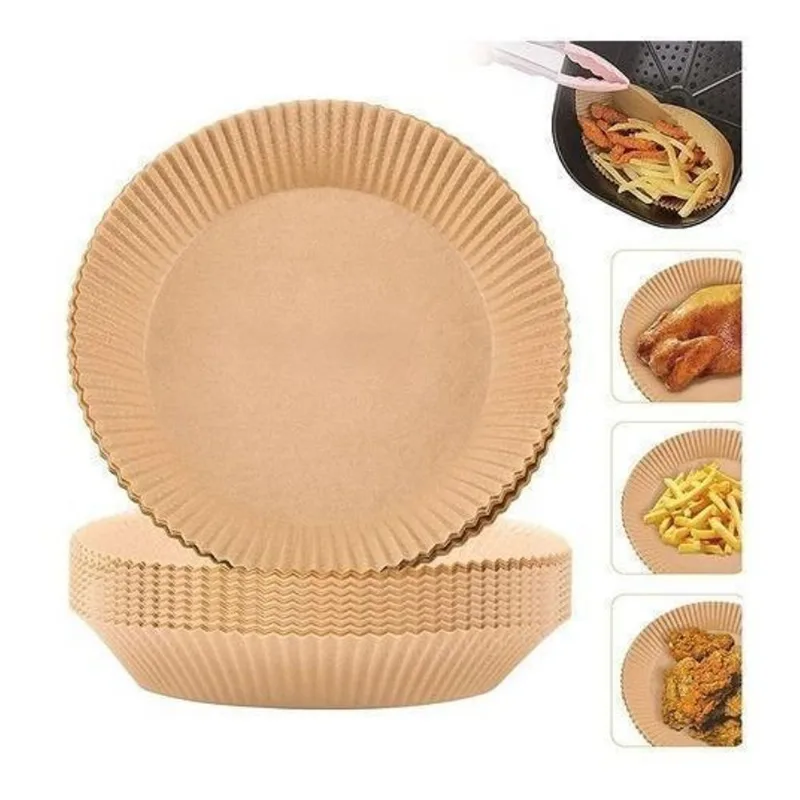 Kit 100 Papel Forma Descartável Air Fryer Forro Antiaderente