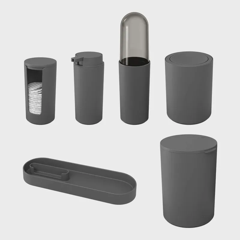 Kit Banheiro Serene 6 Peças Cinza