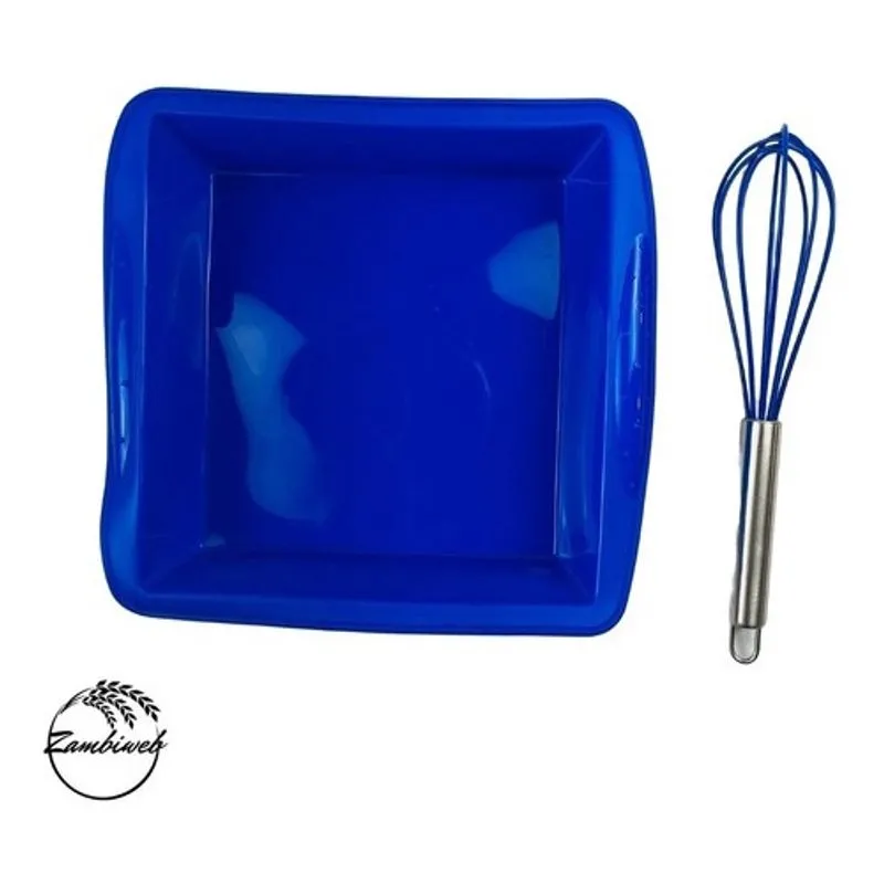 Batedor Fuê Fuet Inox Silicone + Forma Quadrada De Silicone