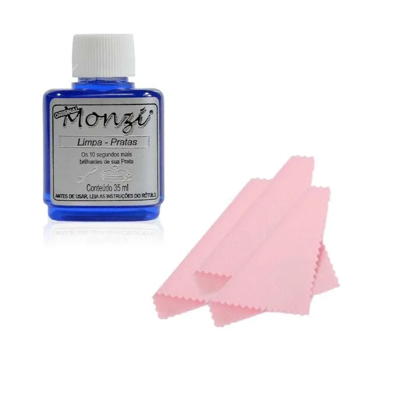 Limpa Joias Monzi 35ml Original + 3 Flanelas Mágica