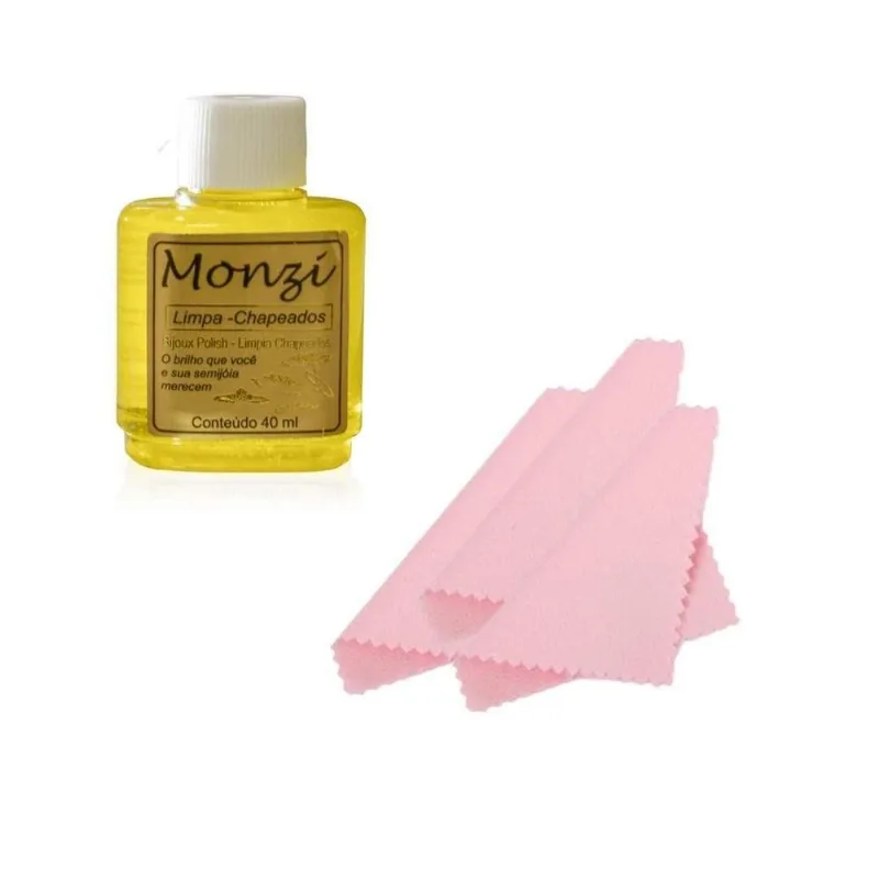 Limpa Joias Monzi 35ml Original + 3 Flanelas Mágica