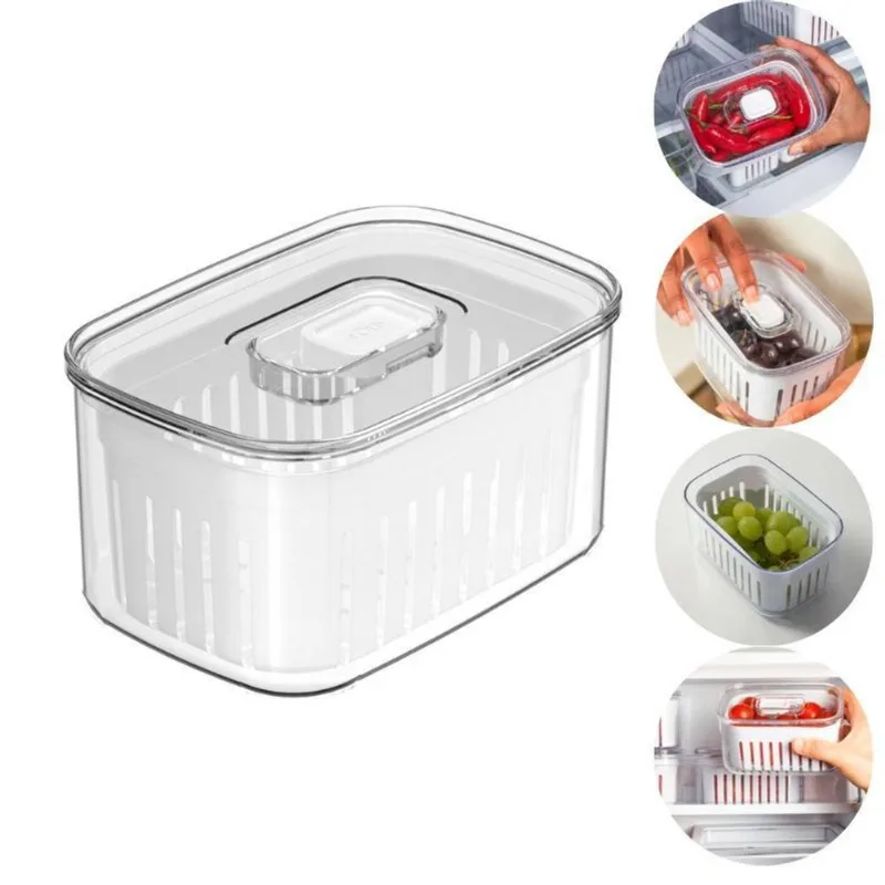 Organizador De Geladeira Com Cesto Ou 650ml Clean Fresh