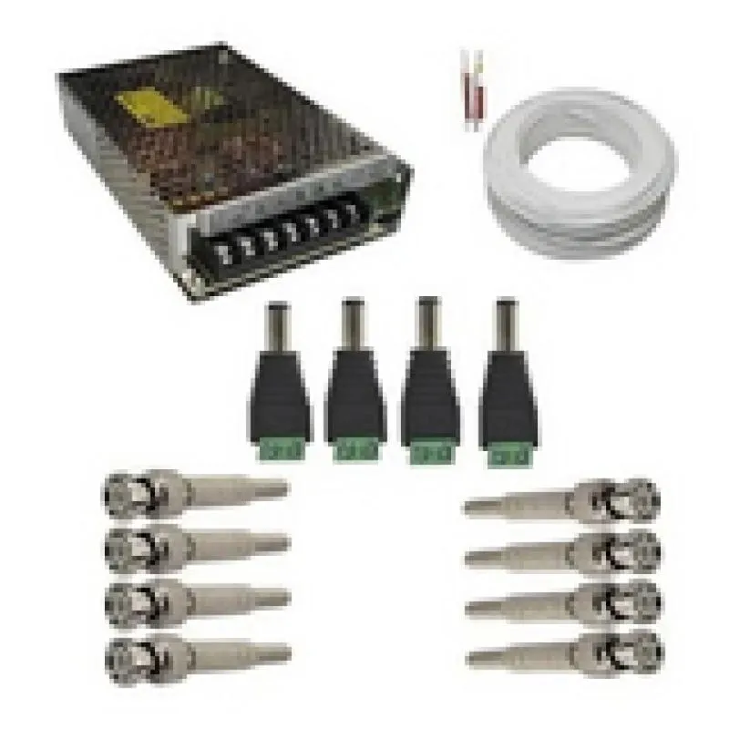 Kit Completo Cabo Coaxial Cftv + Acessórios Para 4 Câmeras