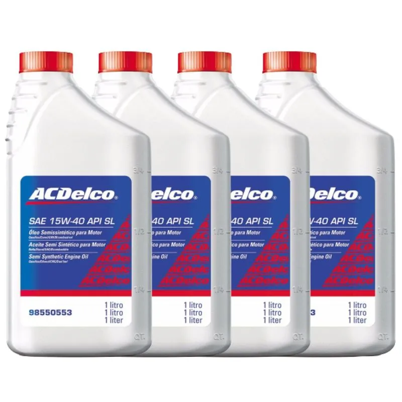 Kit 4x Óleo Lubrificante Acdelco Sae 15w40 Semissintético Sl