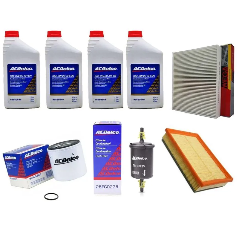 Kit Acdelco 0w20 Filtros Óleo, Comb, Ar, Ac Prisma 2017 2019