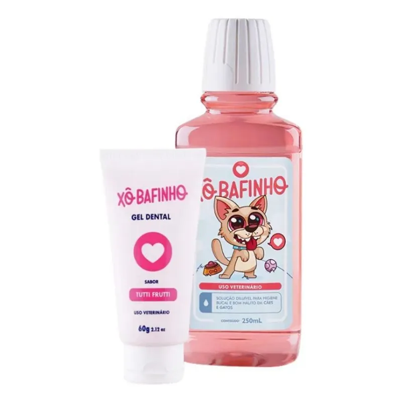 Kit 2 Xô Bafinho Higiene Bucal Gel Para Seu Pet Sabor Tutti