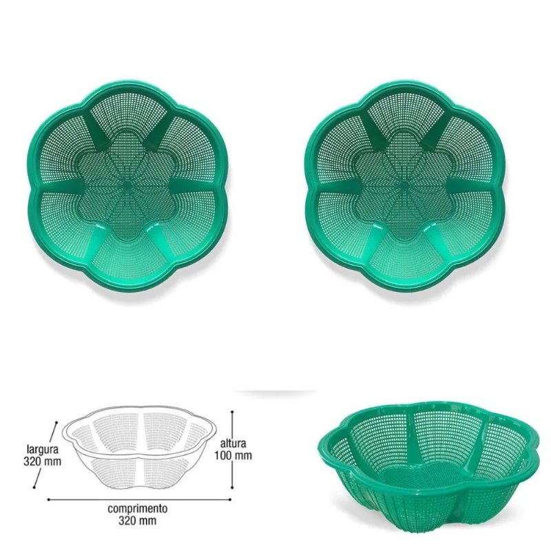 Kit 2 Cesto Fruteira De Centro De Mesa Cor Verde Plástico