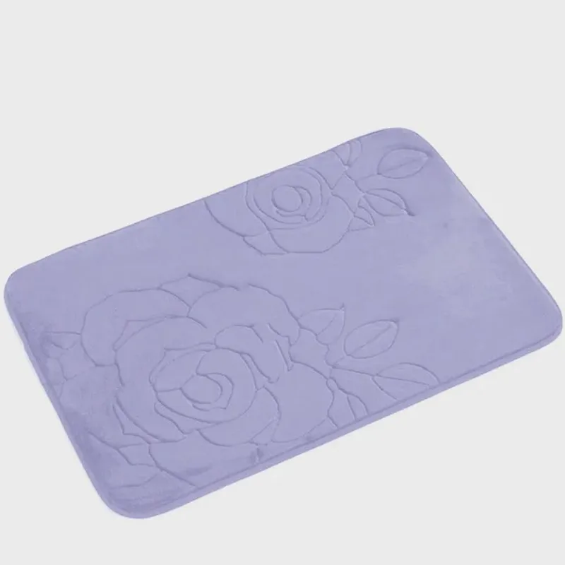 Tapete de Banheiro - Flor - 60cm x 40cm - Lilás - Blanco