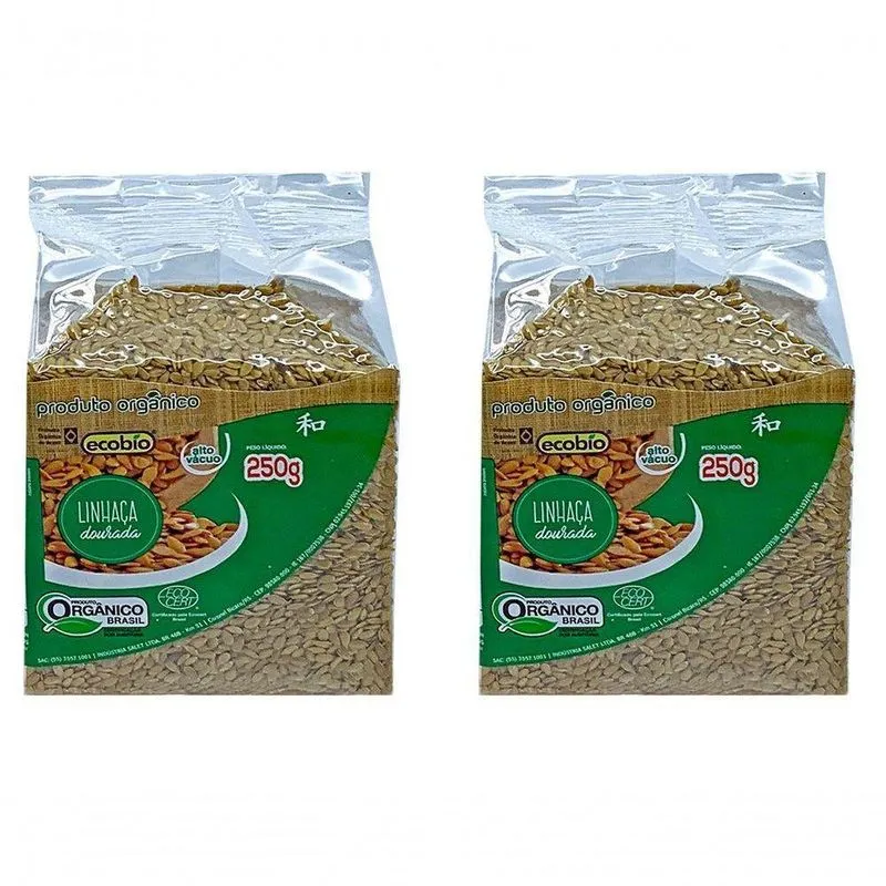 Kit 2 Linhaça Dourada Orgânica Alto Vácuo Ecobio 250 G