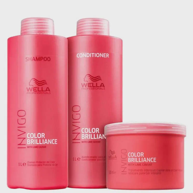 Kit Wella Professionals Invigo Color Brilliance trio shampoo condicionador e máscara (3 Produtos grandes)