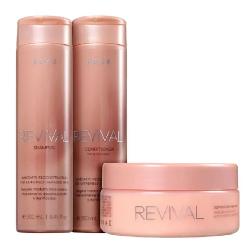 Kit De Tratamento Capilar Revival Trio Home Care Hidrata Fortalece E Protege Multicolorido Braé