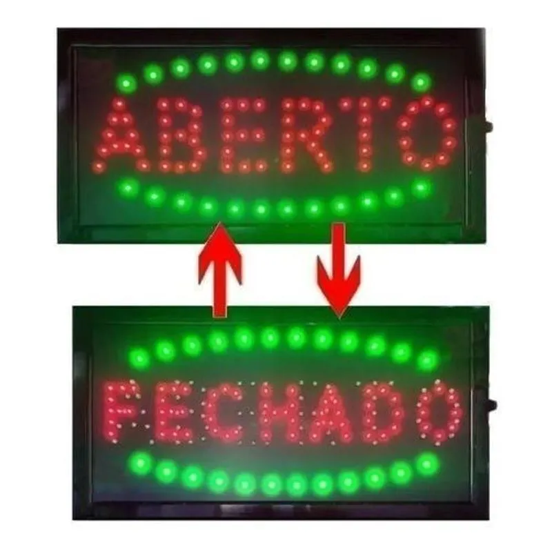 Placa Letreiro Painel Luminoso Led Aberto/fechado 110v 2em1